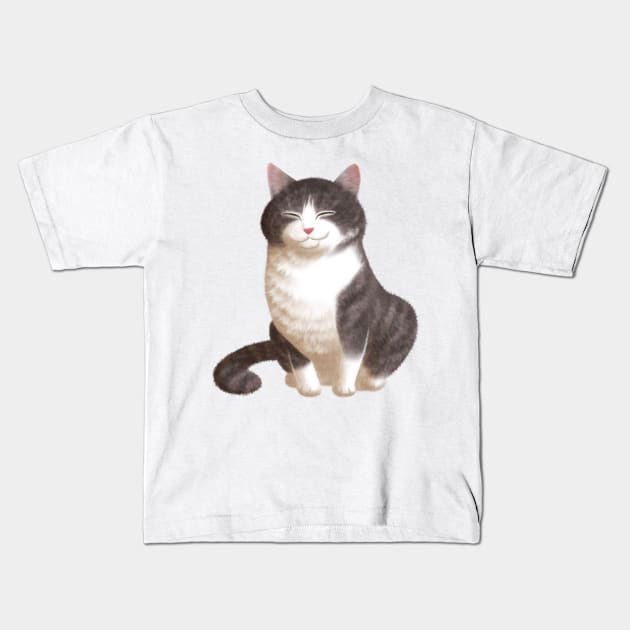 Badger the Happy Cat Kids T-Shirt by tommartinart